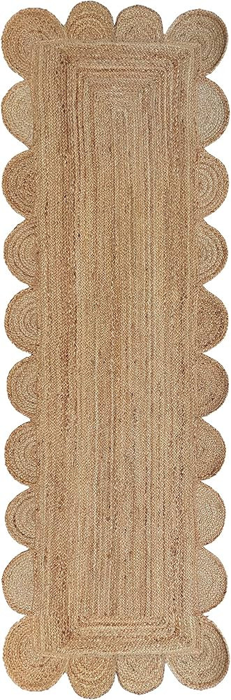 Gautam International Scalloped Natural Jute Area Rug, Natural Color (2'X6') | Amazon (US)
