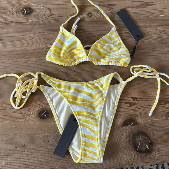 TRIANGL VINCA ZEBRA YELLOW WHITE BIKINI NEW WITH TAGS NO BAG | Poshmark