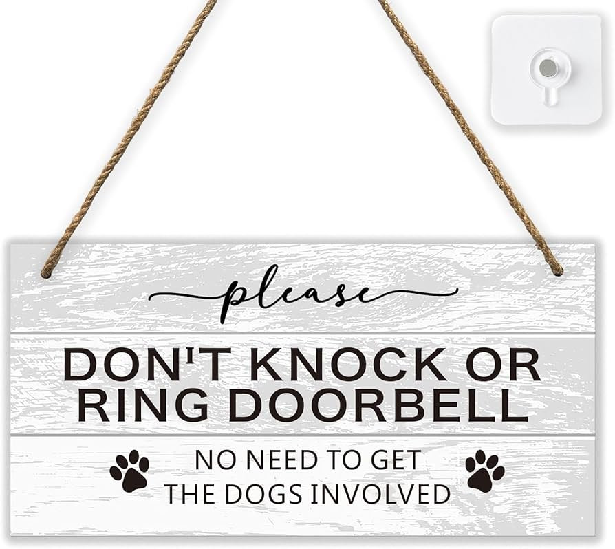 Dont Knock Sign for Front Door, Do Not Ring Doorbell Sign with a Hook, Dog Signs for Gate Fence Y... | Amazon (US)