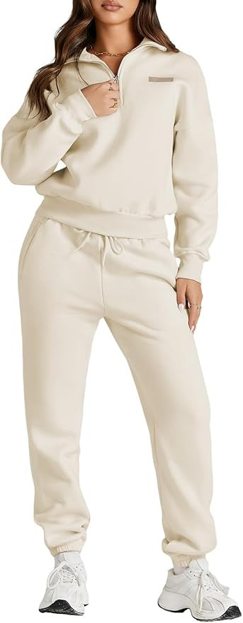 Herseas Women 2 Piece Outfits Sweatsuit Lounge Set Half Zip Pullover with Jogger Airport Tracksui... | Amazon (US)
