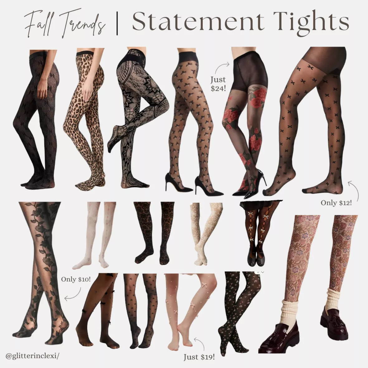  HONENNA Patterned Fishnets Tights Black Pantyhose Stockings  For Women