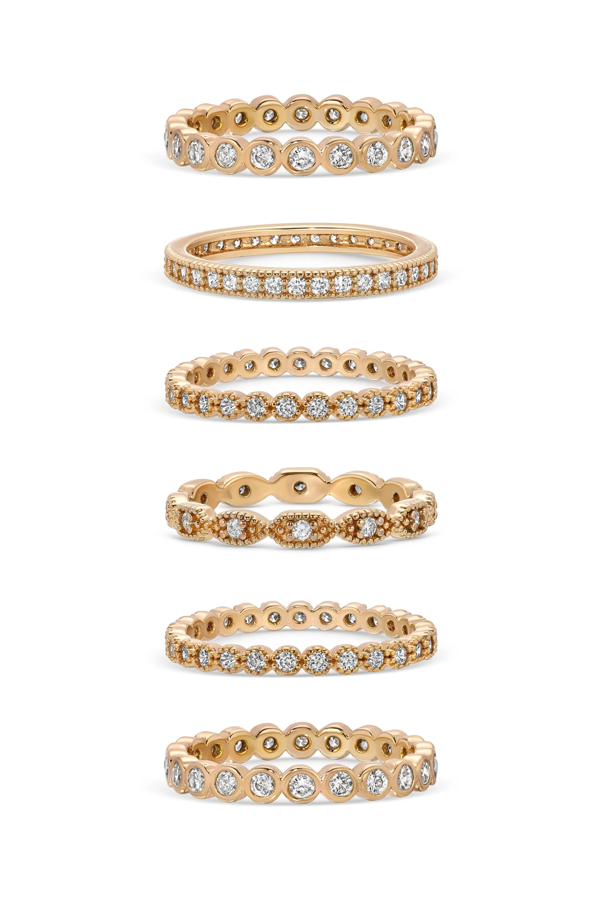 Multi-Stack Geo Crystal Ring Set of 6 | Ettika