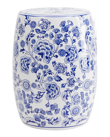 18in Ceramic Hydrangea Chinoiserie Stool | TJ Maxx