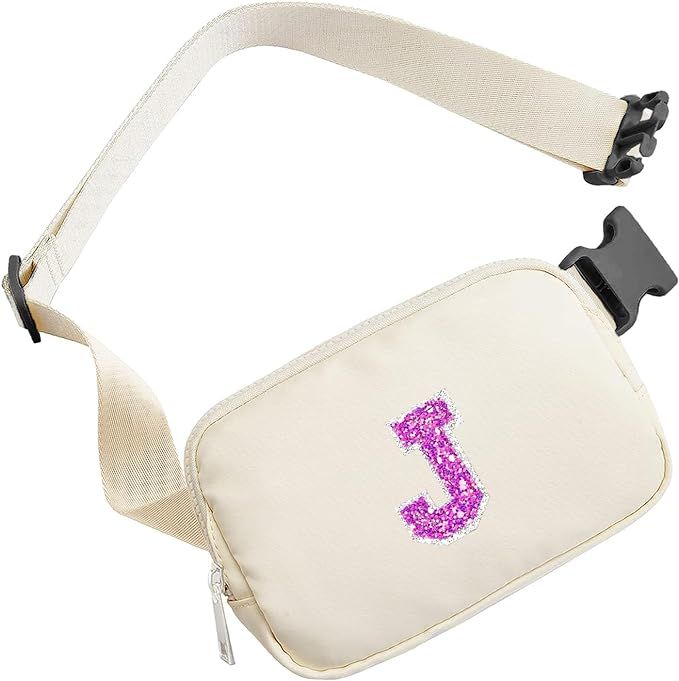 COSHAYSOO Small Waist Fanny Pack Belt Bag with Initial Letter Patch Adjustable Strap for Women Te... | Amazon (US)