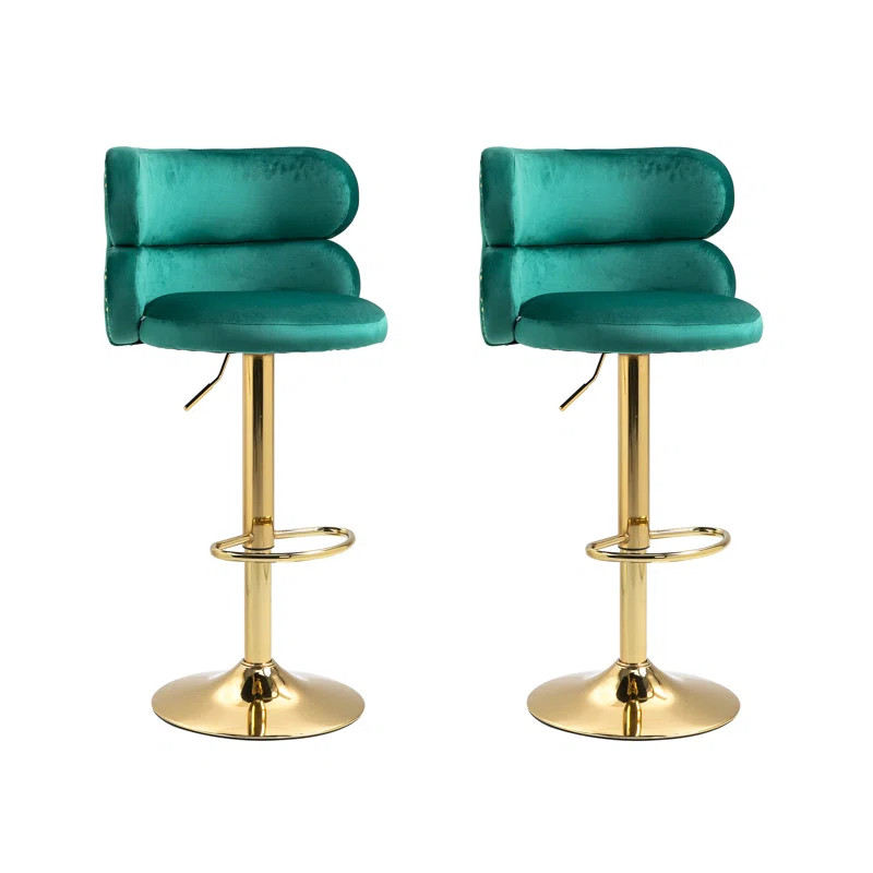 Swivel Adjustable Height Bar Stool Set Of 2 Black | Wayfair North America