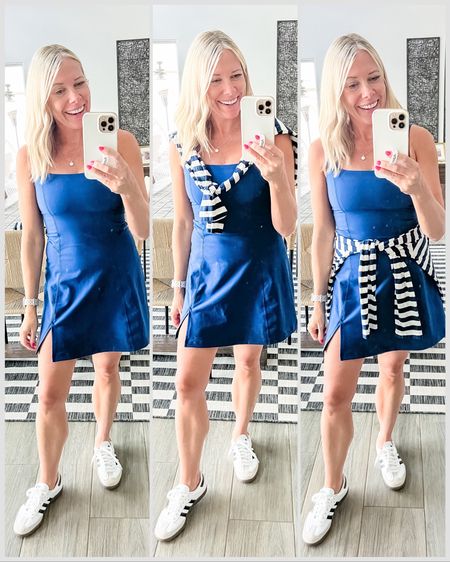 Love this blue tennis dress with Samba sneakers, gold jewelry, and sunglasses. Size small in the dress which is on major sale. Abercrombie workout dress summer dresses.

Follow my shop @thesensibleshopaholic on the @shop.LTK app to shop this post and get my exclusive app-only content!

#liketkit #LTKSaleAlert #LTKOver40 #LTKActive
@shop.ltk
https://liketk.it/4IFbS