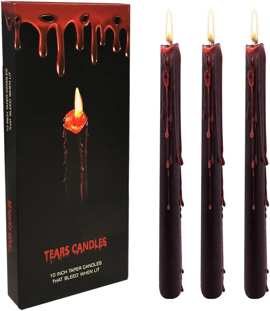 6 Pack Tears Taper Candles, 10 inch Tall Bleeding Candles, Black Taper Candles for Halloween Them... | Amazon (US)