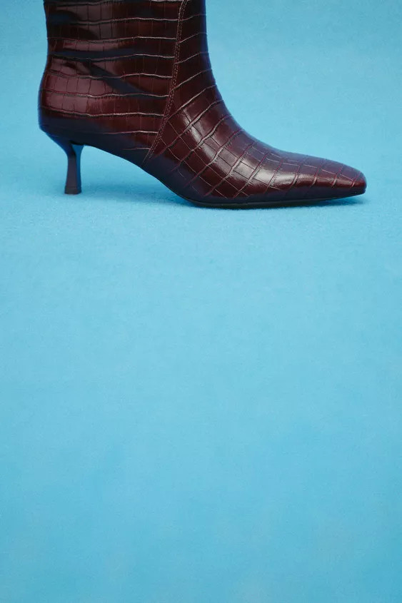 THIN HEEL EMBOSSED BOOTS | Zara US
