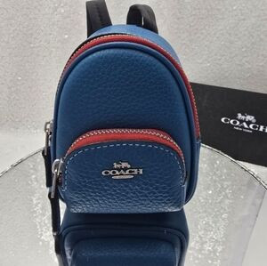 Coach Mini Court Backpack Bag Charm Keychain Blue Pebble Leather | Poshmark