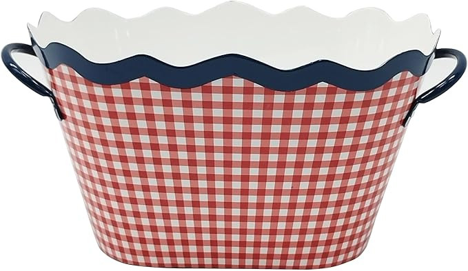 Celebrate It 15.25" Red Gingham Bucket, Red, White, & Blue Party Supplies and Decorations for Mem... | Amazon (US)