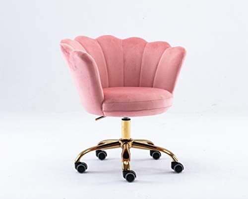 ZOBIDO Comfy Home Office Task Chair with Wheels, Cute Modern Upholstered Velvet Seashell Back Adj... | Amazon (US)