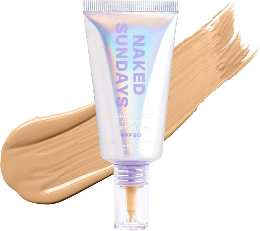 Naked Sundays BeautyScreen™ SPF 50 Mineral Peptide Foundation Tint – 2-in-1 Skin Tint & Mineral Sunscreen | Radiant, Buildable Coverage, Acne-Safe, Infused with Peptides (3 Warm Honey, 1.01 oz) | Amazon (US)