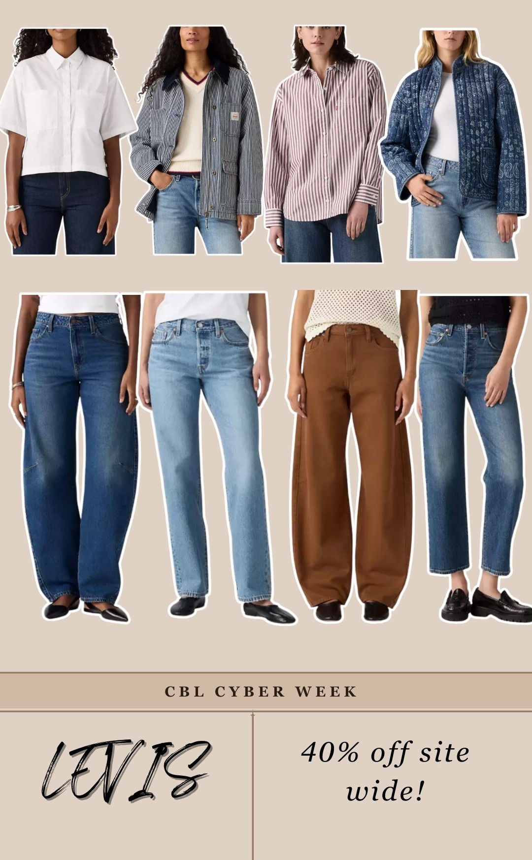 40% off at Levi’s this week— perfect time to grab the jeans on your wishlist! Here are a few of the favorite pieces in my closet + CBL gals most loved denim and tops 

#LTKFindsUnder100 #LTKCyberWeek