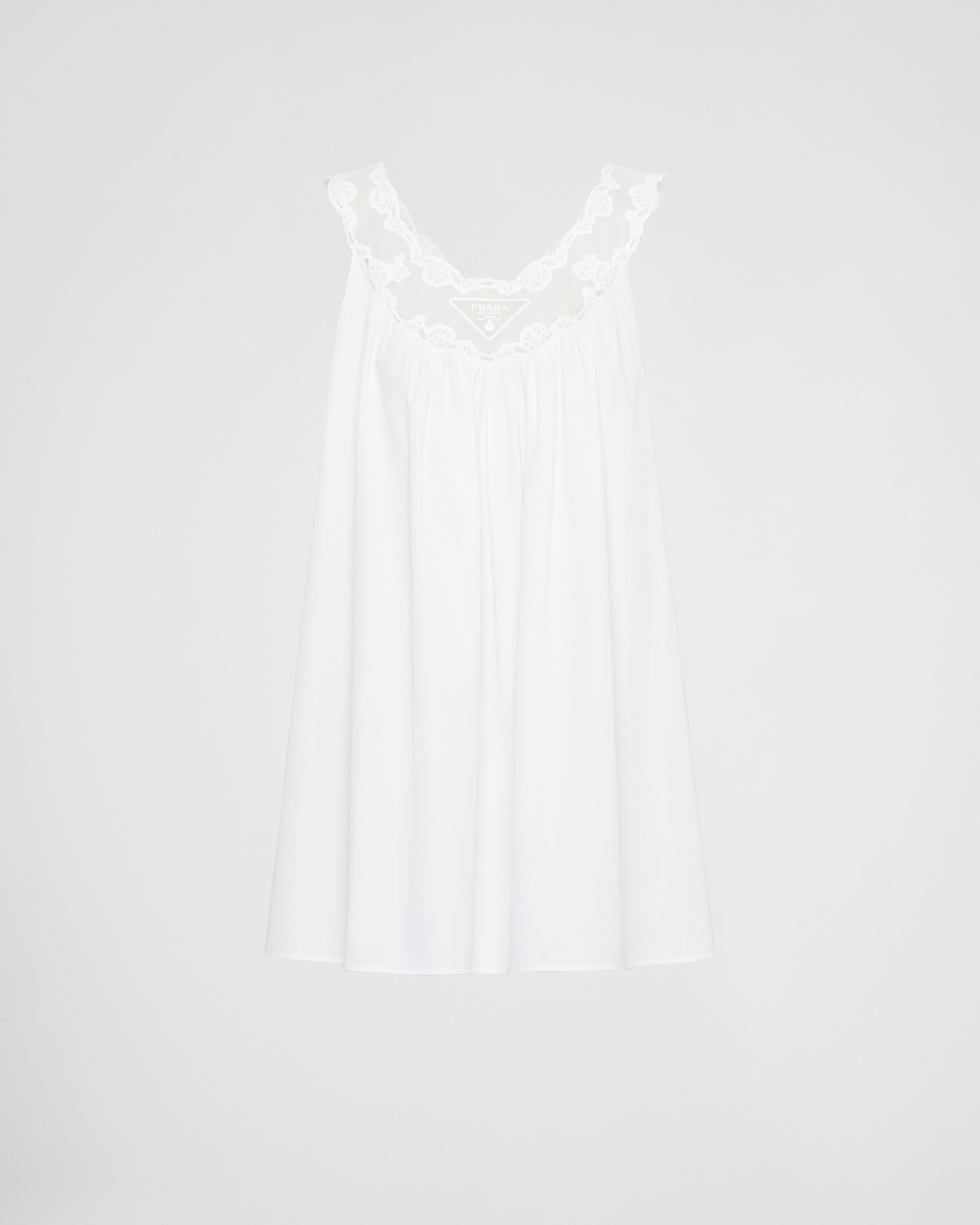 Embroidered poplin and lace dress | Prada Spa US