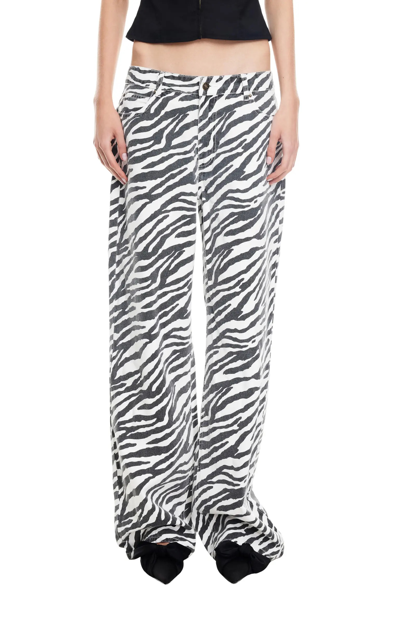 Top Model Zebra Stripe Low Rise Baggy Jeans | Nordstrom
