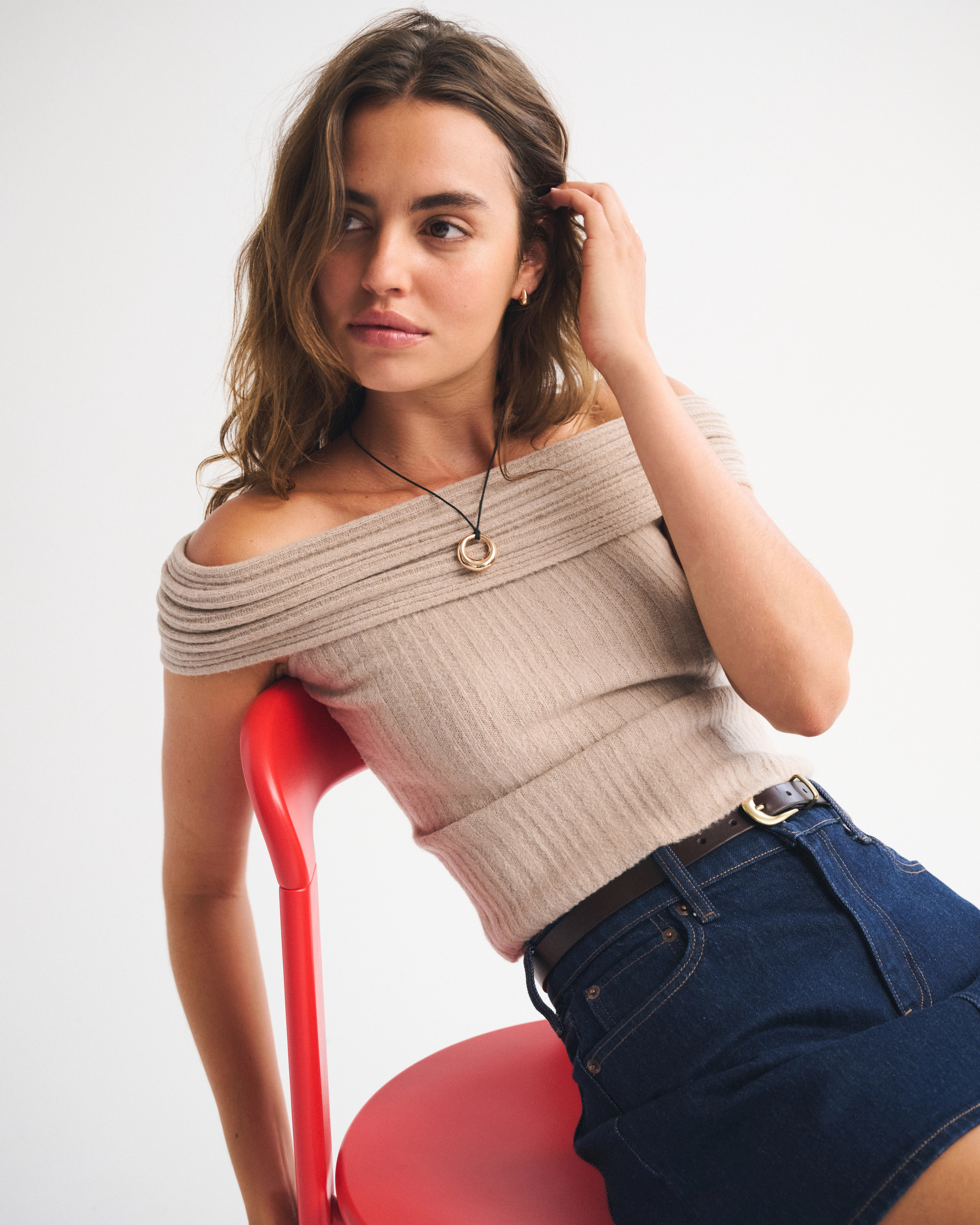 Ribbed Foldover Off-The-Shoulder Sweater Top | Abercrombie & Fitch (US)