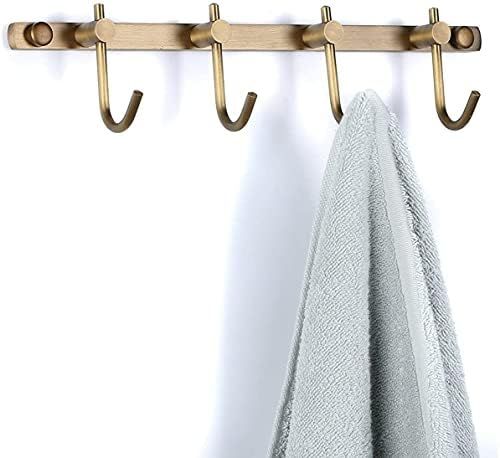 WINCASE Brass Towel Hook Rack, Brushed Brass Wall Hook Rack, Antique Brass Row Hooks with 4 Hooks... | Amazon (US)