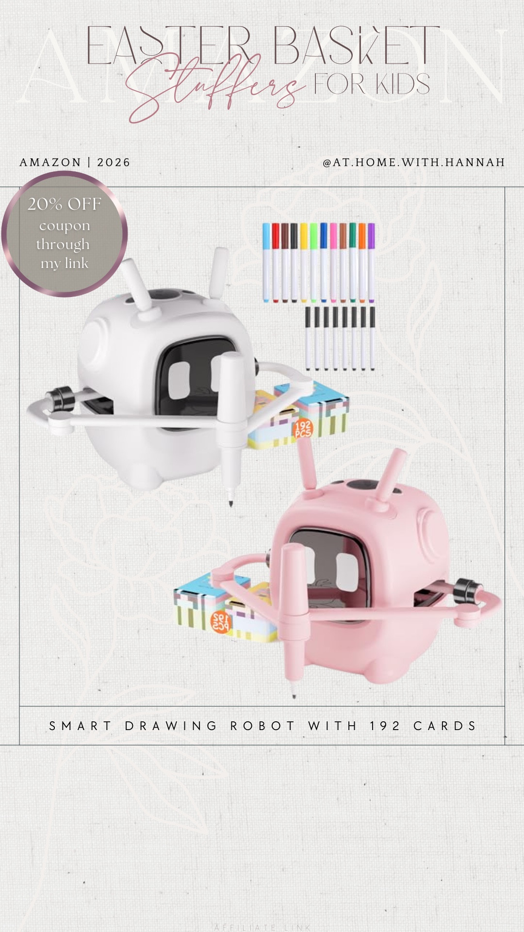 kids Easter basket filler • drawing robot • creative toy 🤍

This drawing robot is such a fun Easter basket gift for kids who love art, coloring, and creative activities. It feels extra exciting in a basket and is one of those non-candy gifts that will actually keep them entertained.

10% OFF through my link below!!



•
kids Easter basket filler • drawing robot for kids • creative toy for kids • Easter gift idea for kids • non candy Easter gift • art toy for kids • spring toy find • Amazon kids finds

#CreativeToyFinds #KidsEasterBasket #DrawingRobot #NonCandyEasterGift #AmazonKidsFinds #LTKfamily


#LTKKids #LTKSeasonal #LTKSaleAlert