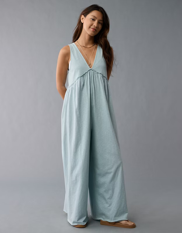 AE Sunchaser Knit V-Neck Jumpsuit | American Eagle Outfitters (US & CA)
