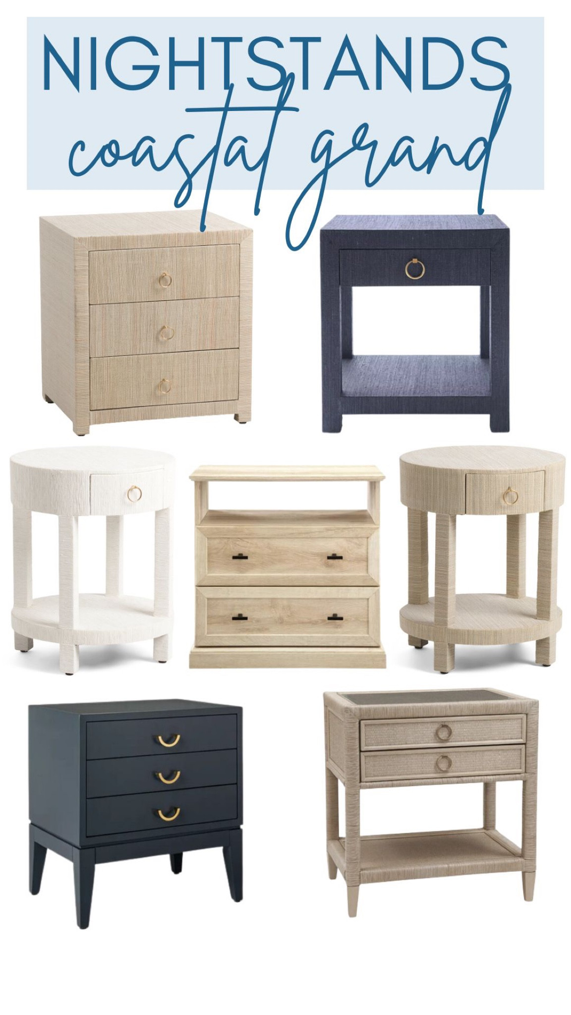 Nightstands, end, tables, bedside tables, Coastal, Grandmillennial, and Grasscloth Nightstands, natural cream, navy blue

#LTKhome