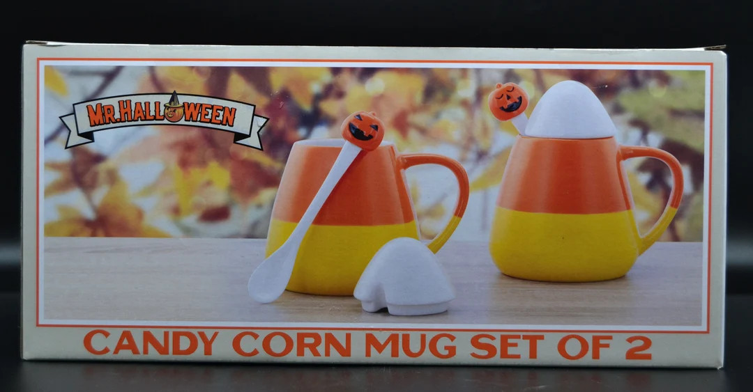 Candy Corn Mugs w/Jack-o'-lantern Spoons | Etsy (US)