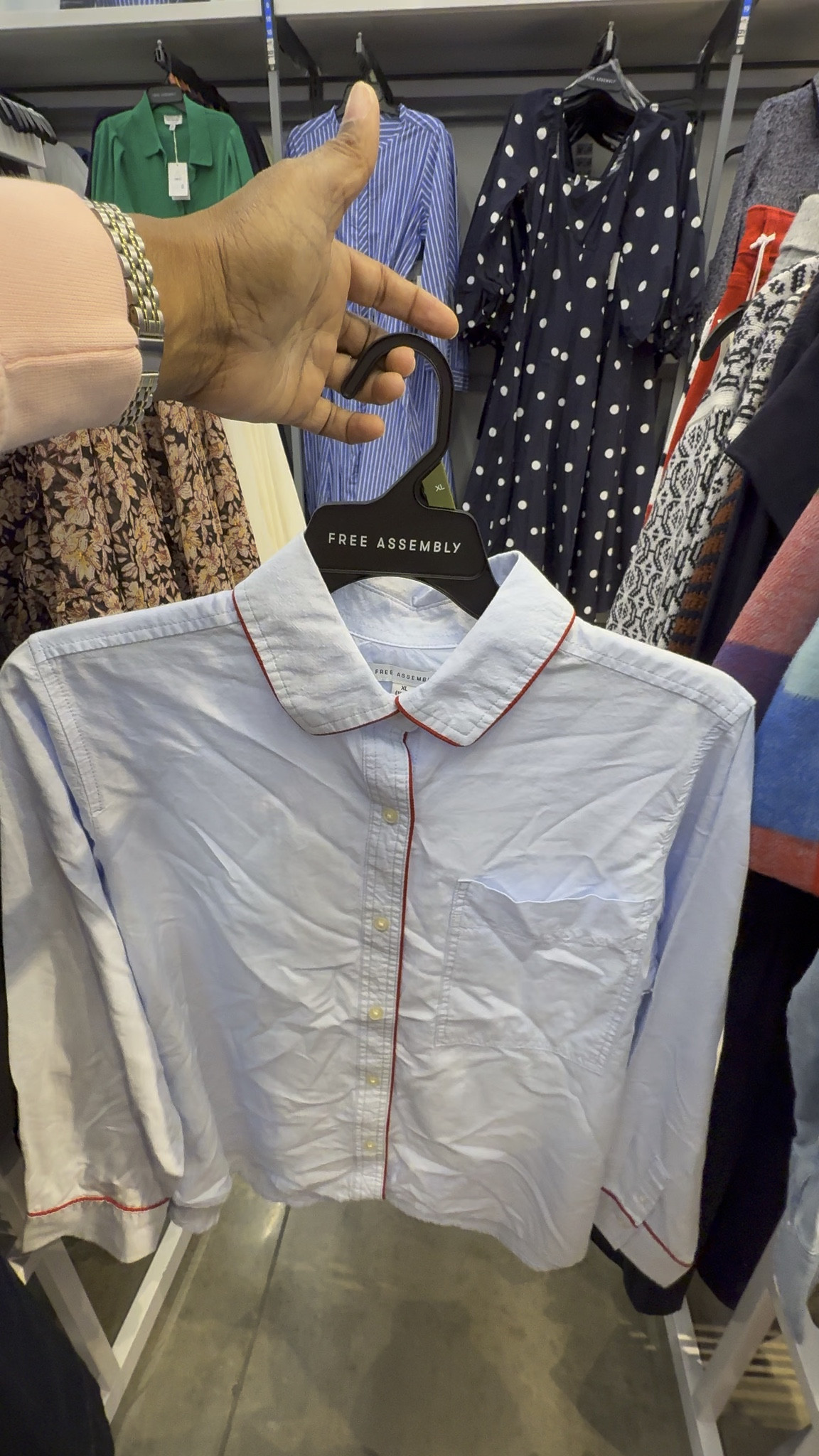 Soft denim shirt with a hint of red for Valentine’s Day and beyond.  How would you style it?
#walmart

#LTKootd #LTKValentine
