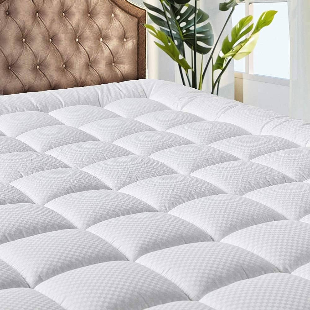 Amazon.com: MATBEBY Bedding Quilted Fitted Mattress Pad Cooling Breathable Fluffy Soft Stretches ... | Amazon (US)