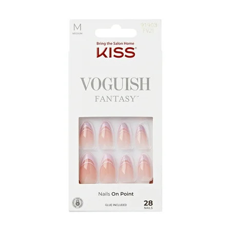KISS Voguish Fantasy Press-On Nails, Pink, French Tips, Medium Almond, 31 Ct. | Walmart (US)