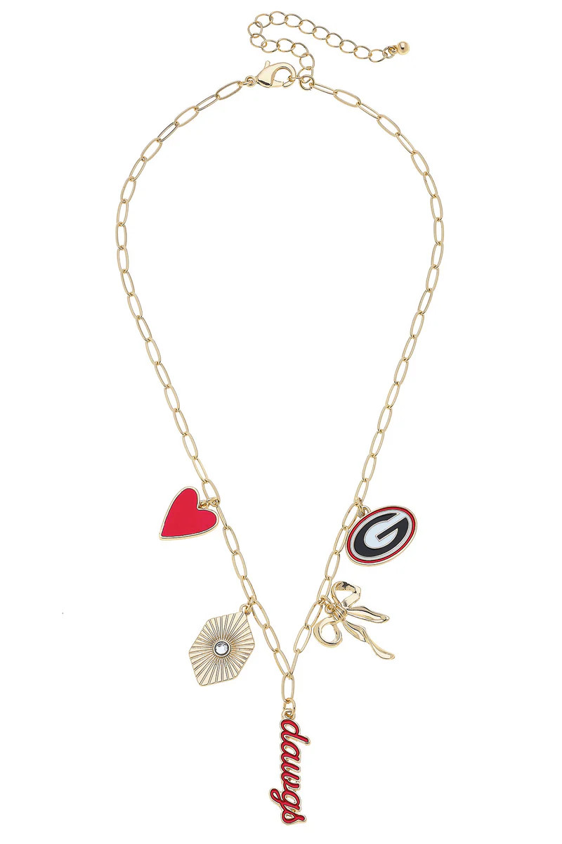 PREORDER 10/1: Georgia Bulldogs Paper Clip Charm Collector Necklace in Shiny Gold | CANVAS