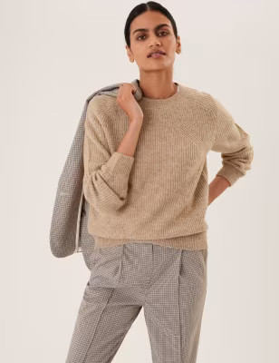 Ribbed Crew Neck Relaxed Jumper | Marks & Spencer (UK)