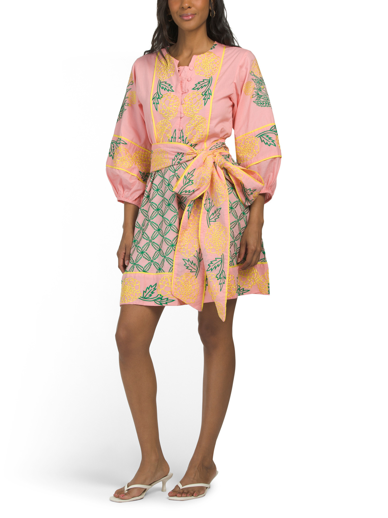 Jewel Neck Sue Sartor Flounce Mini Dress | TJ Maxx