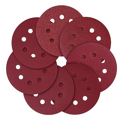 Sanding Discs, 5 inch (125mm) 8 Holes,40 80 120 240 320 600 800 Assorted Grits Sandpaper（70 Pcs... | Amazon (US)