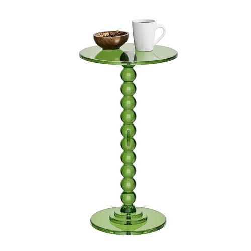 Amazon.com: Dewrhiixe Acrylic Side Table, End Table Round Top with Solid Post for Living Room, Be... | Amazon (US)