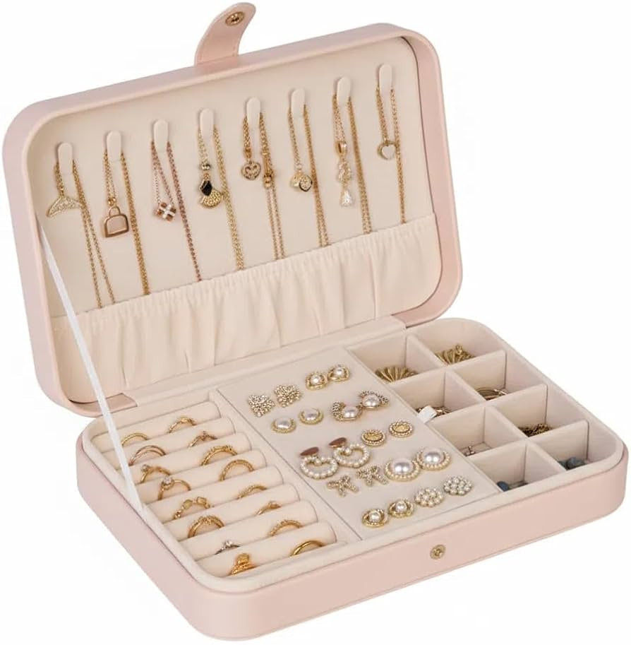 Luxury Double Layer Jewelry Box for Women - PU Leather with Velvet Lining, Elegant Gift Ready Org... | Amazon (US)