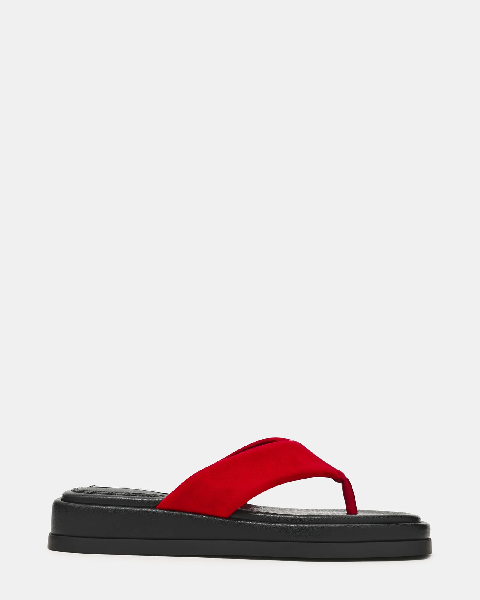 BELLA Red Suede Thong Square-Toe Platform Women's Sandal | Steve Madden (US)