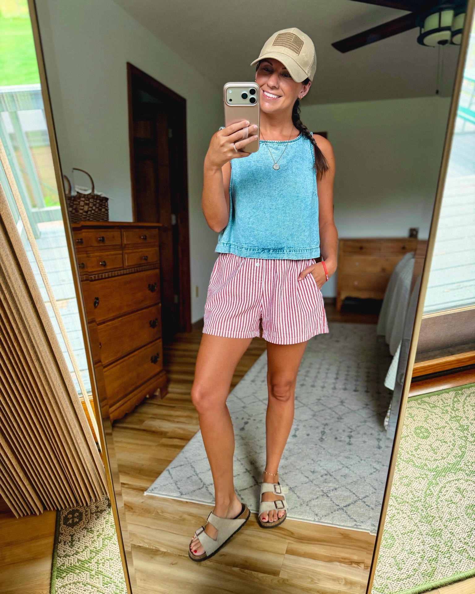 small in my bra, small in my tank (from last year! I linked this year’s version and similar ones!) small in my boxer shorts (red striped), and 36 in my Birkenstock sandals.

#LTKPetite #LTKgrwm #LTKootd