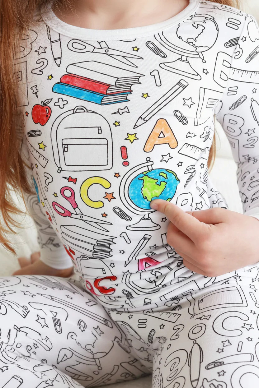 Colorable Two Piece Pajama Set | School Days | Caden Lane