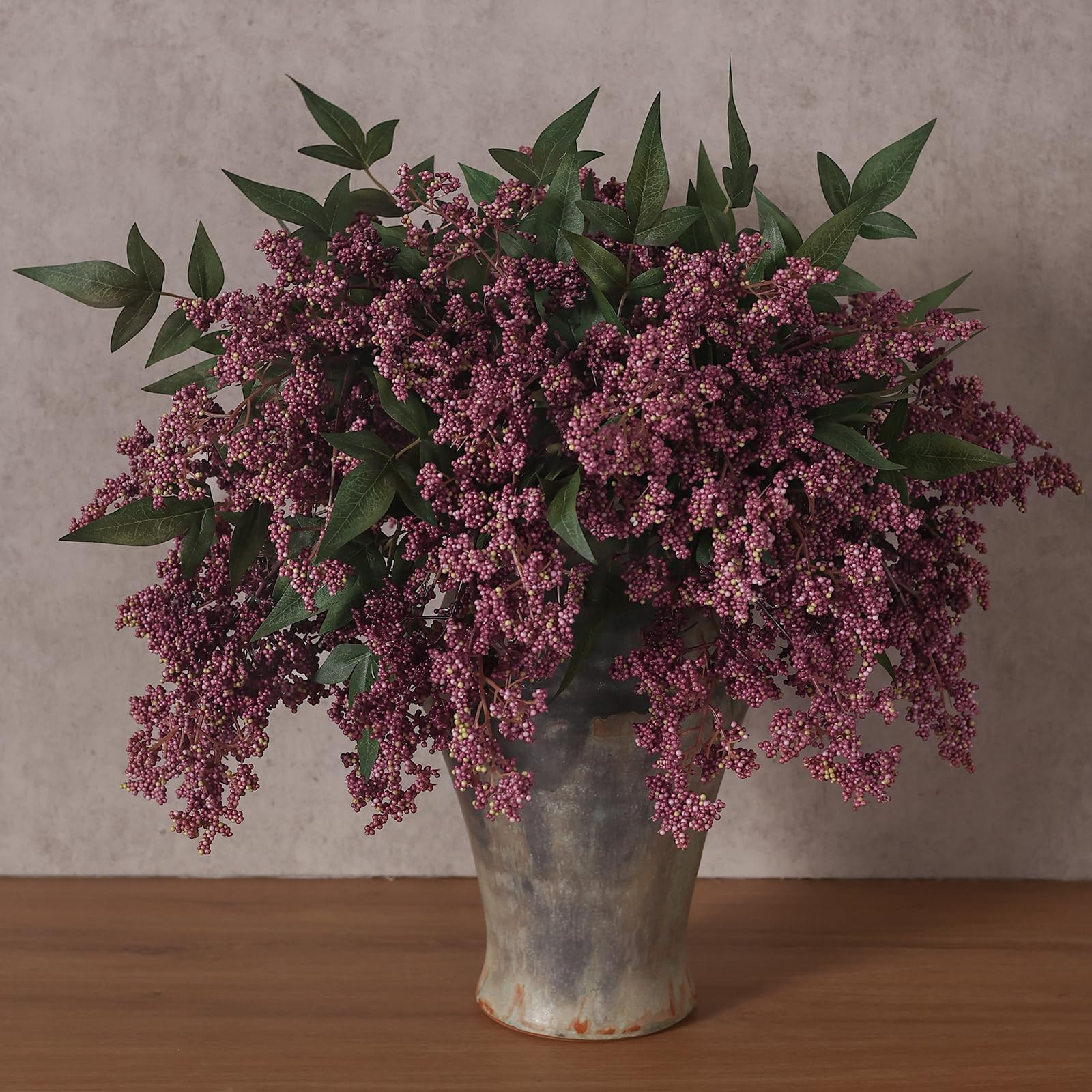 Juxdp 6 Pcs Artificial Nandina Berry Stem for Vase - 17" Realistic Faux Berry Spray, Fake Plant B... | Amazon (US)