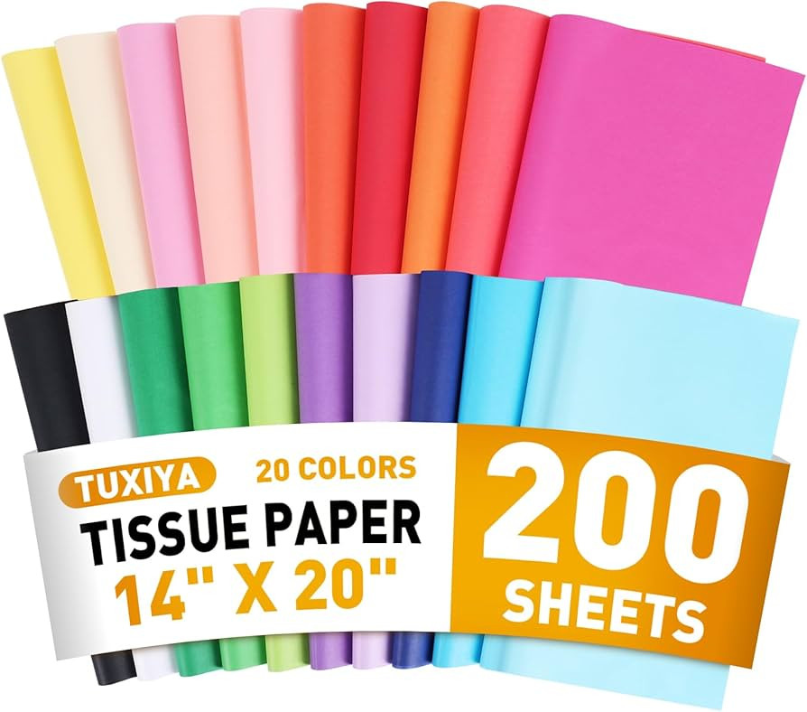 200 Sheets Tissue Paper, 20 Colors 14" X 20" Tissue Papers for Gift Bags Birthday Party Flower De... | Amazon (US)