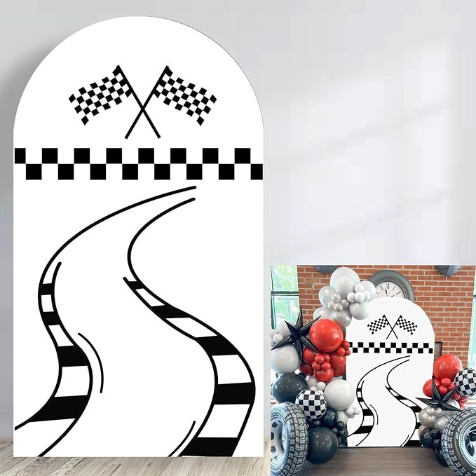 Lrrtwer 6FT Racing Checker Spandex Arch Backdrop Cover (Black and White) for Kids Birthday Party,... | Amazon (US)