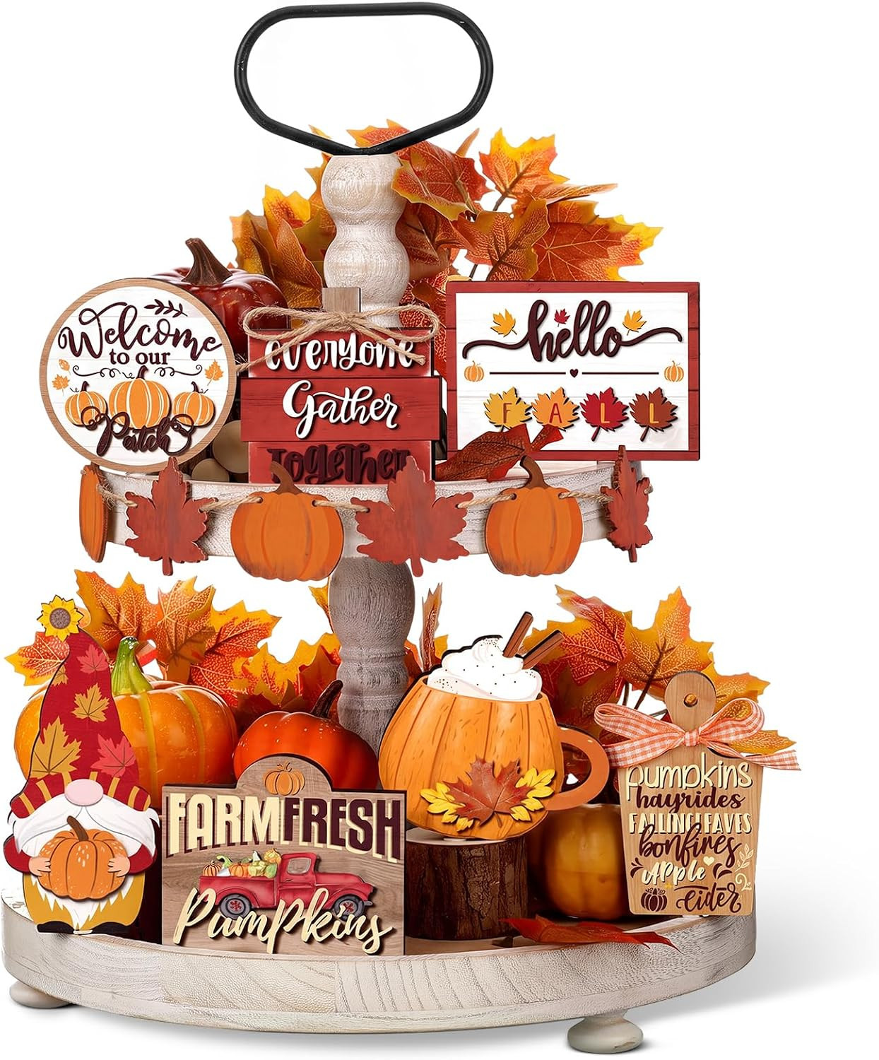 BBTO 13 Set Fall Tiered Tray Decor Rustic Farmhouse 3D Layered Wooden Signs | Amazon (US)