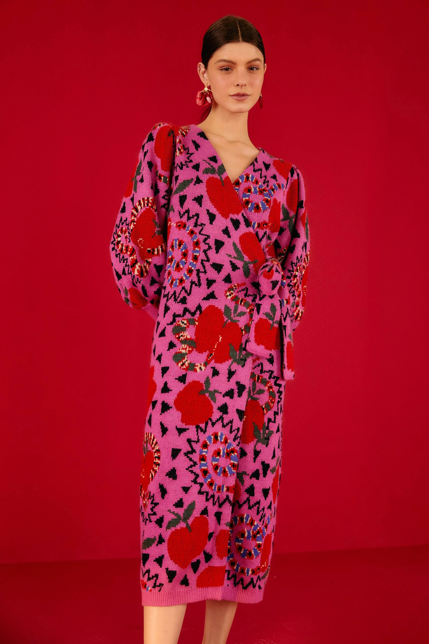 Pink Snake Fruit Sweater Dress | FarmRio (US)