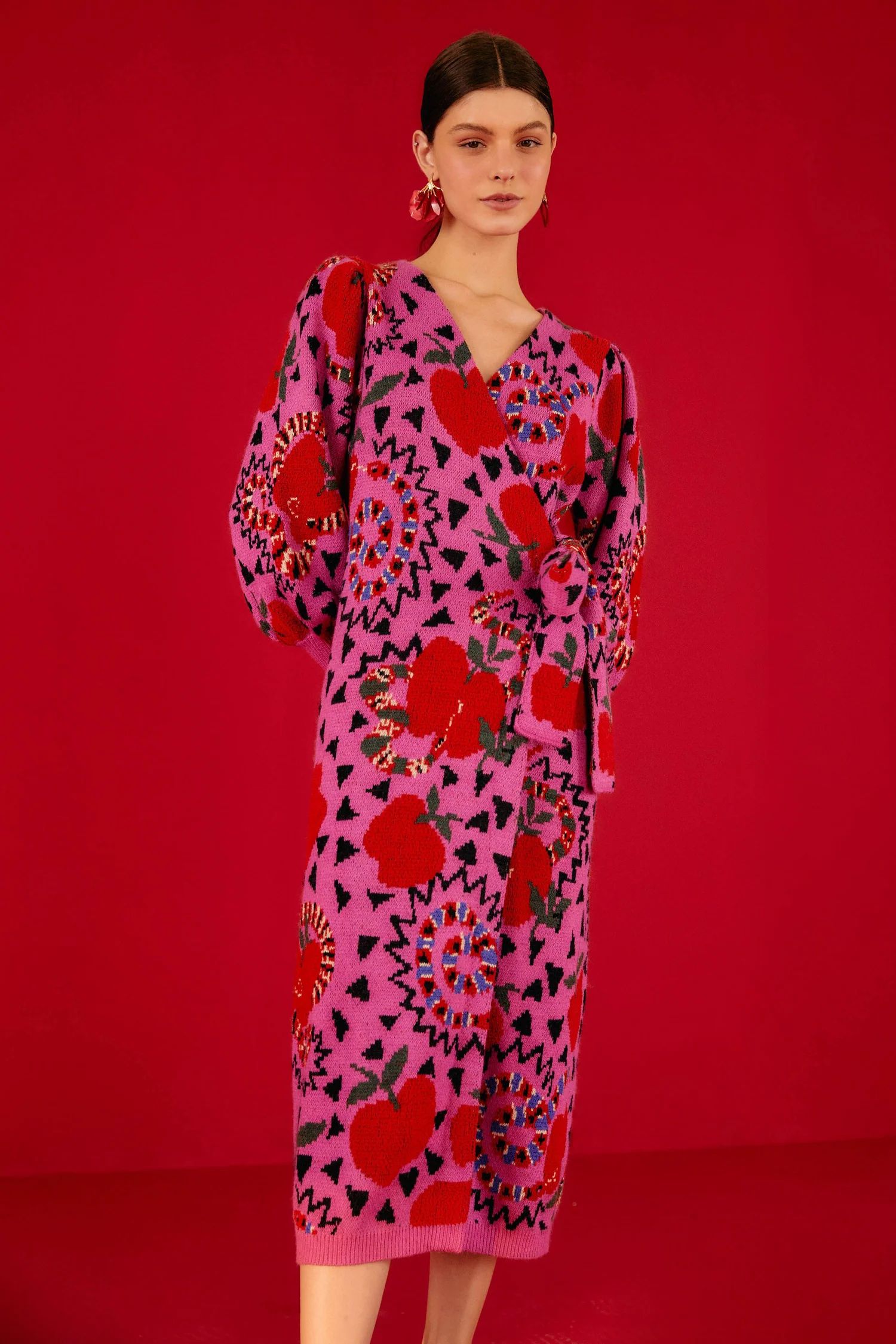 Pink Snake Fruit Sweater Dress | FarmRio