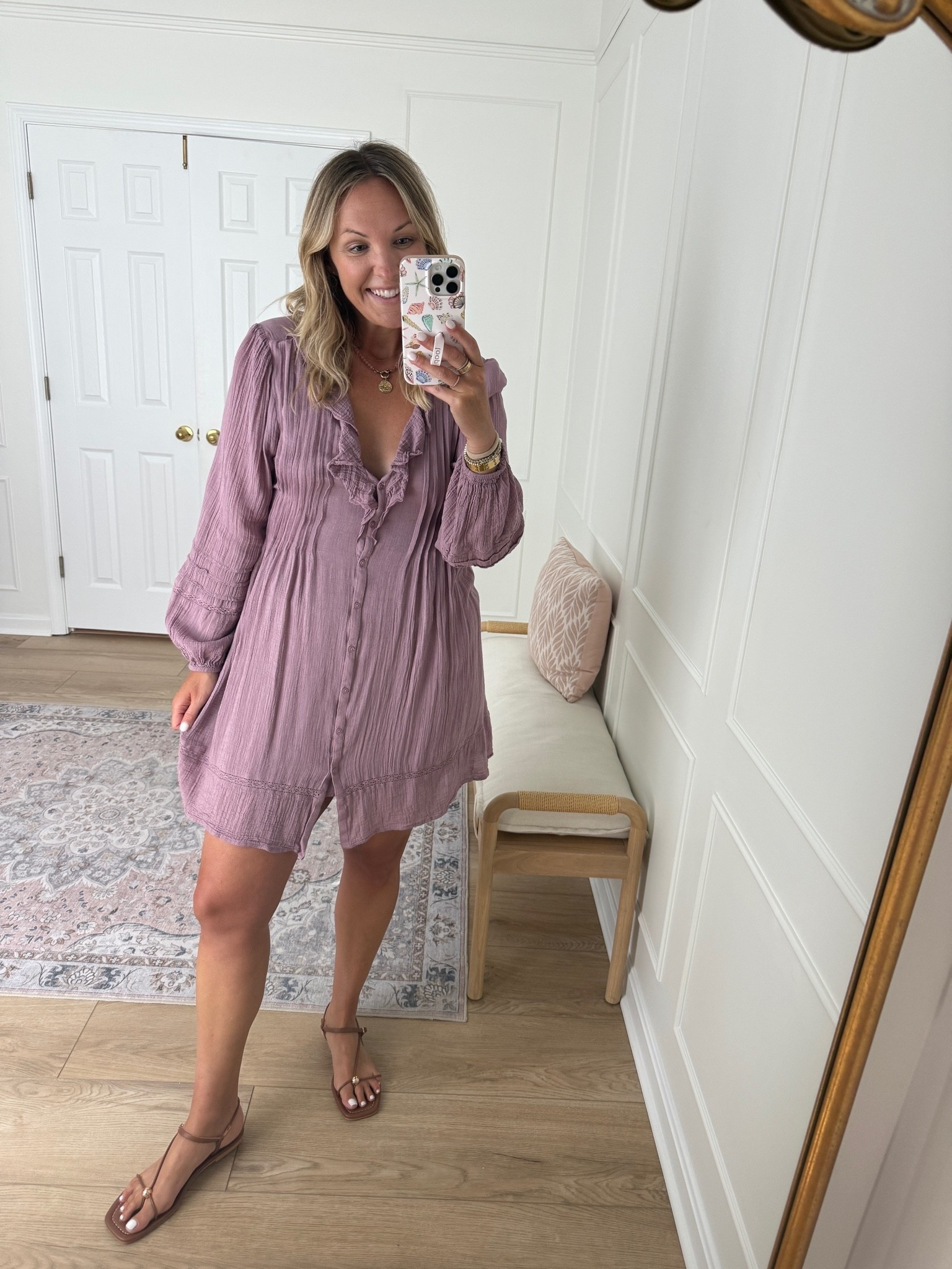 Long sleeve ruffle dress! Date night outfit - fall dress - wearing a med