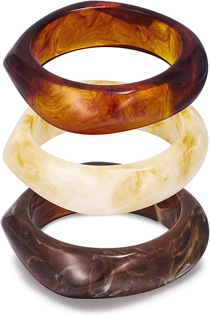 ENSKEFEN Acrylic Resin Bangles Bracelets for Women Wide Irregular Geometric Wristband Statement B... | Amazon (US)