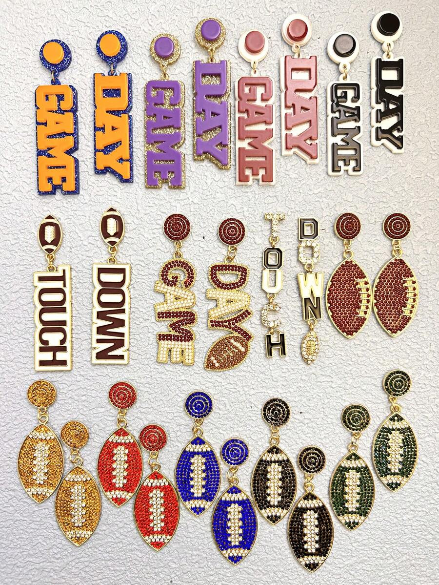 1 Pair Football League Game Day 'Touch Down ' Earrings | SHEIN