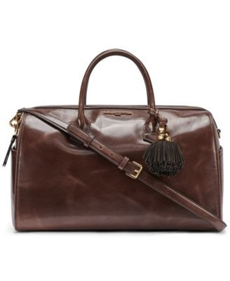 Karl Lagerfeld Paris Perette Small Leather Satchel Handbag - Espresso | Macy's