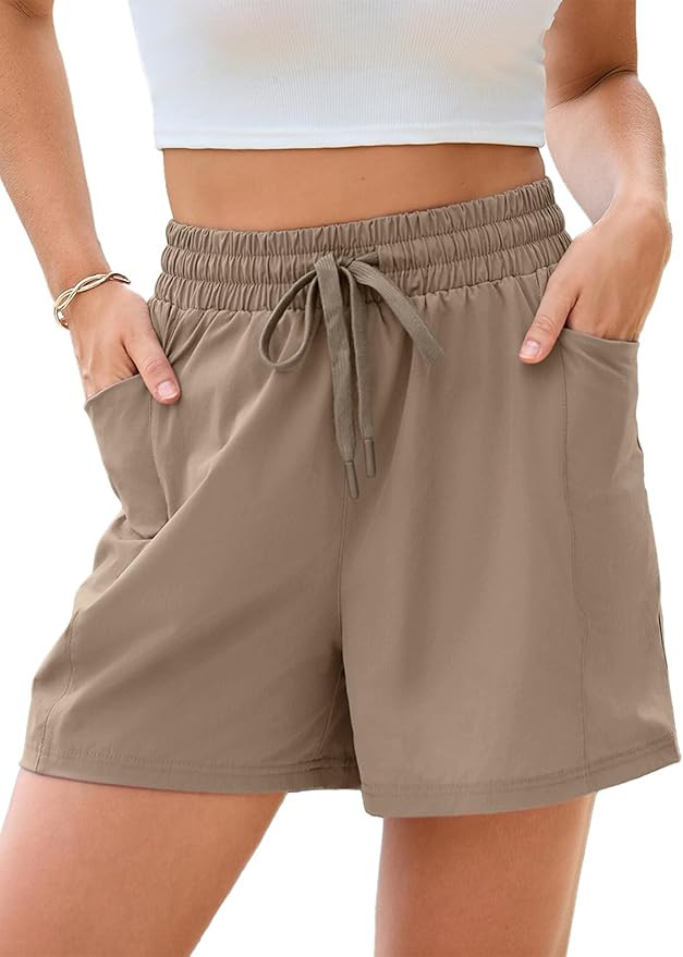 Dokotoo Women's Athletic Shorts High Waisted Running Shorts Quick Dry Daily Casual Comfy Drawstri... | Amazon (US)