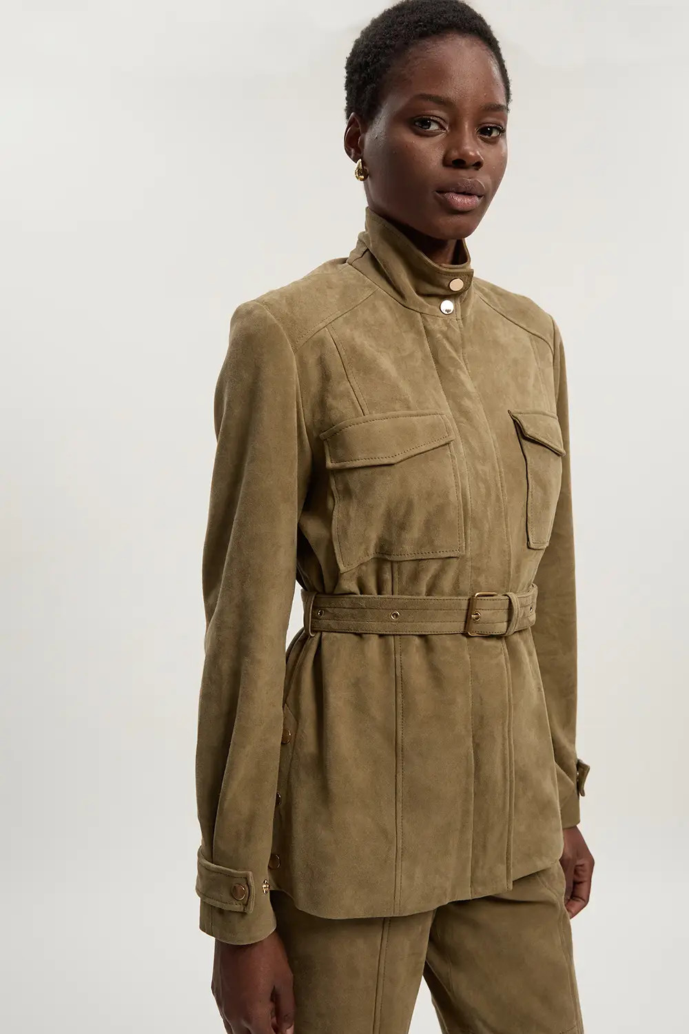 Suede Utility Jacket | Karen Millen UK + IE + DE + NL