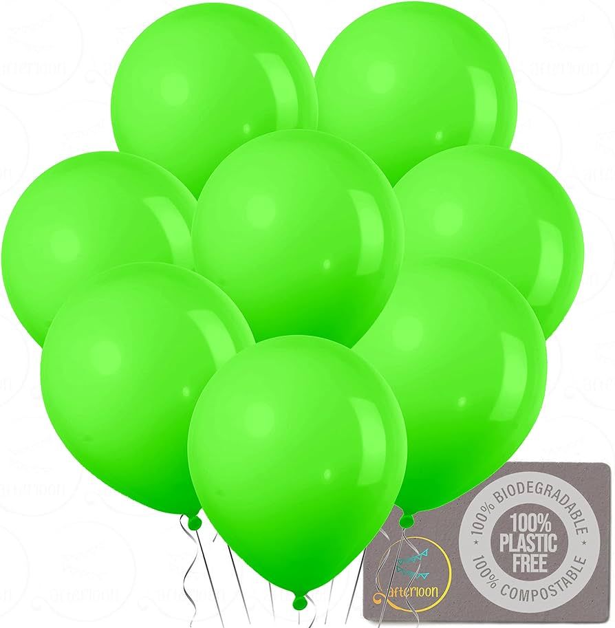 AFTERLOON Biodegradable Balloons Lime Green 10 Inch 72 Pack, Solid Color Thickened Extra Strong L... | Amazon (US)